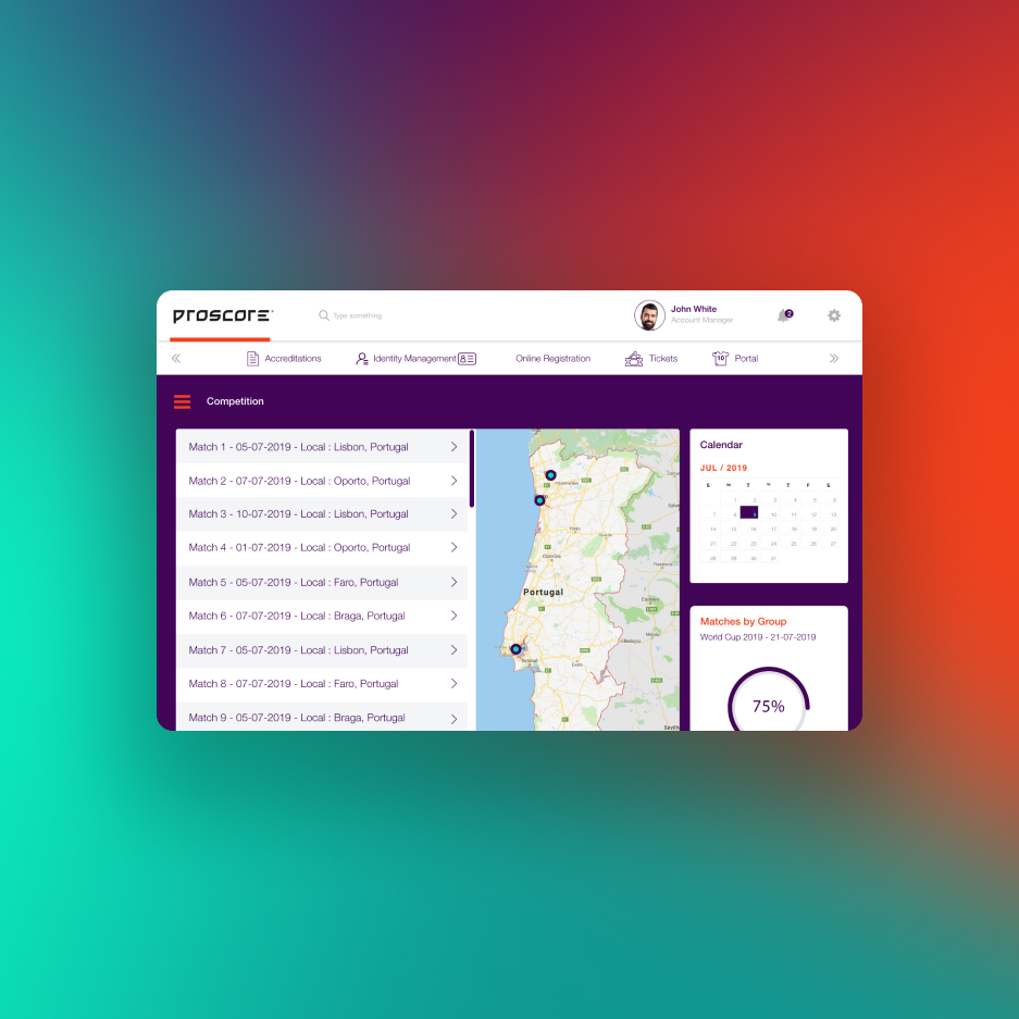 tela com mapas de competições da plataforma proscore